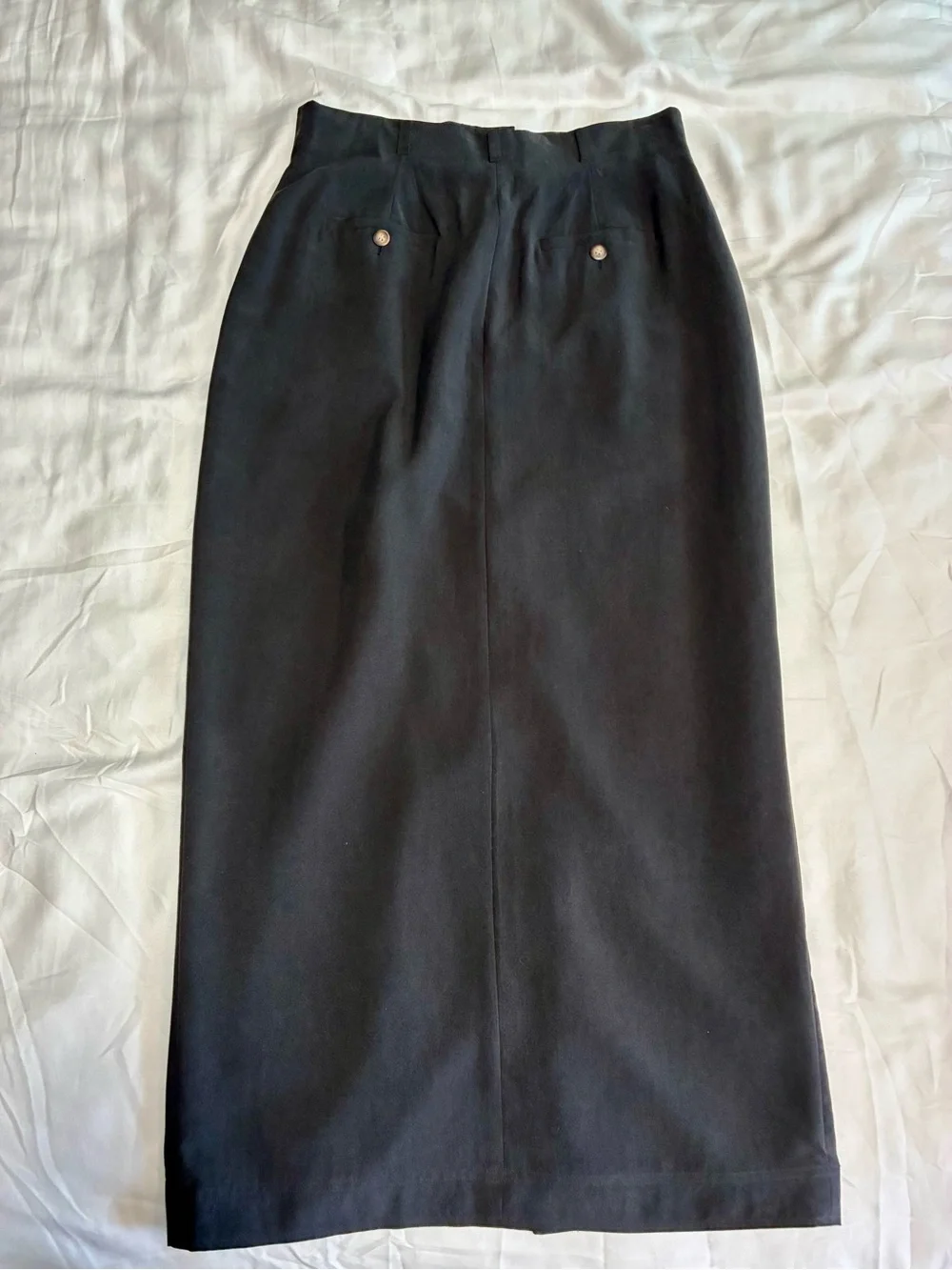 Seta Studios 10/40 💯 Silk 90s Minimalist High-Waist BLK Button-Front Maxi Skirt